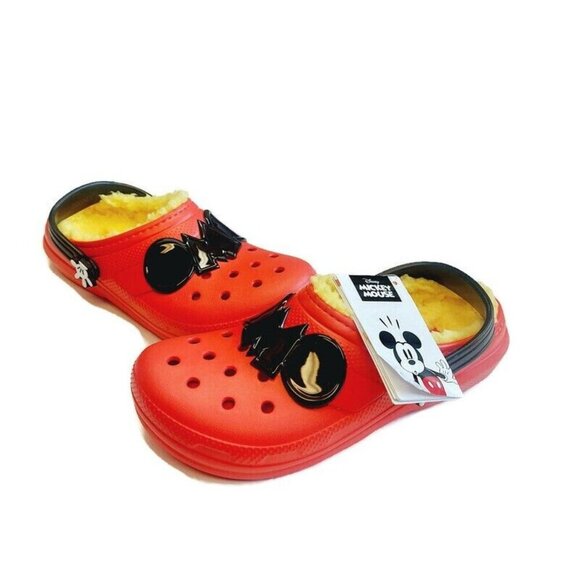 CROCS Classic Disney Mickey Mouse Lined Clog Lightweight Slip On Shoes Size J4 - Picture 5 of 9